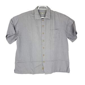 Batek Bay Gray Solid Rayon Blend Short Sleeve Button-Up Mens XL Shirt